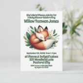 可愛いキツネ離れが赤ん坊シャワーで寝る 招待状 (スタンド正面)