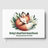 可愛いキツネ離れ眠るベビーバプテスマ ゲストブック (正面)