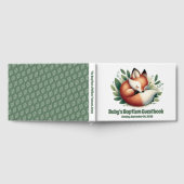 可愛いキツネ離れ眠るベビーバプテスマ ゲストブック (全面)