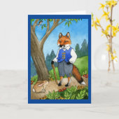 可愛いキツネ、ウサギのグリーティングカード カード (黄色い花)