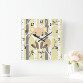 可愛いキツネ – 森の中 スクエア壁時計 (ホーム)