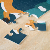 可愛いキツネ:魅力的ヴィンテージシームレス ジグソーパズル (側面)