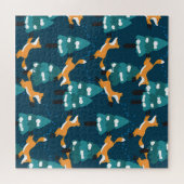 可愛いキツネ:魅力的ヴィンテージシームレス ジグソーパズル (横)