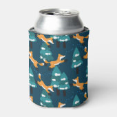 可愛いキツネ:魅力的ヴィンテージシームレス 缶クーラー (缶正面)