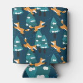 可愛いキツネ:魅力的ヴィンテージシームレス 缶クーラー (裏面)