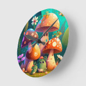 可愛いキノコのベビーの部屋 ラウンド壁時計 (傾斜)