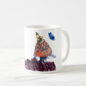 可愛いキノコの妖精と蝶と葵 コーヒーマグカップ (正面右)