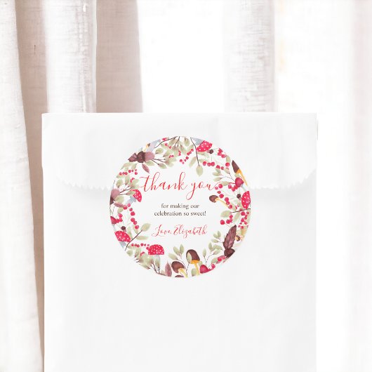 可愛いキノコ素朴な森あなた感謝していの赤ちゃんシャワー ラウンドシール