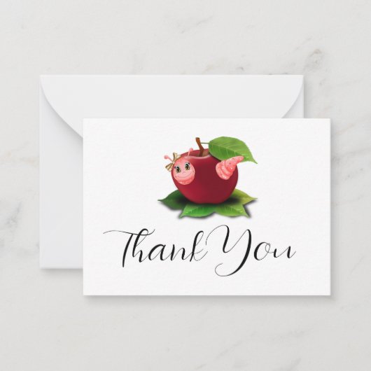 可愛いキャタピラとApple Thank You Note Card ノートカード (正面)