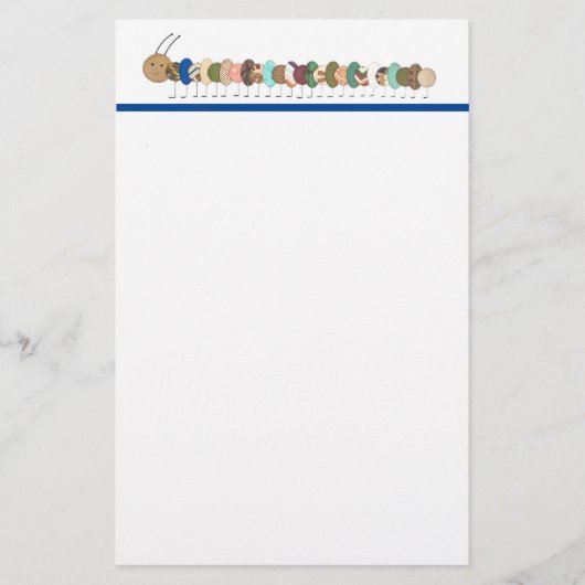 可愛いキャタピラ文房具 – カスタマイズ！ 便箋 (正面)