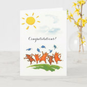 可愛いキャッツキャップ卒業カスタマイズ可能カード カード (黄色い花)