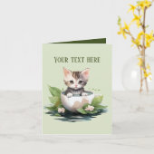 可愛いキャットコーヒーショップ任意の目的を追加メッセージ カード (黄色い花)