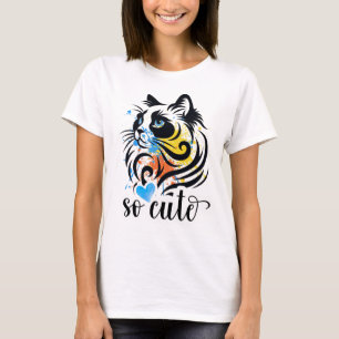 可愛いキャットスプラッシュ芸術的-カラフル子猫女性 Tシャツ