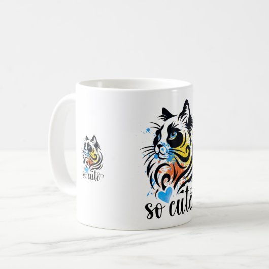 可愛いキャットスプラッシュ – カラフル子猫芸術的コーヒー コーヒーマグカップ (正面左)