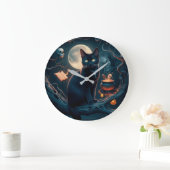 可愛いキャットデイインスパイアハロウィンお祝いデコール ラージ壁時計 (ホーム)