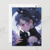 可愛いキャットレディ ポストカード (正面/裏面)