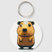 可愛いキャピバラが立ち上がって正面ポーズを向く キーホルダー (裏面)