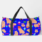 可愛いキャプバラおもしろいアニマルブルー ダッフルバッグ (裏面)