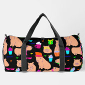 可愛いキャプバラおもしろいアニュルブラック ダッフルバッグ (裏面)