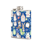 可愛いキャラクター柄DブルーBG フラスク (左)
