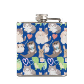 可愛いキャラクター柄DブルーBG フラスク (裏面)