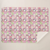 可愛いキャラクター柄LピンクBG シェルパブランケット (正面(横))