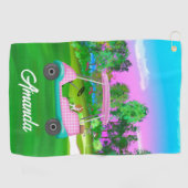 可愛いキャリバリー王チャールズと名前のゴルフカート ゴルフタオル (横)