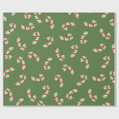 可愛いキャンディカヌー漫画クリスマスパターングリーン ラッピングペーパー (フラット)