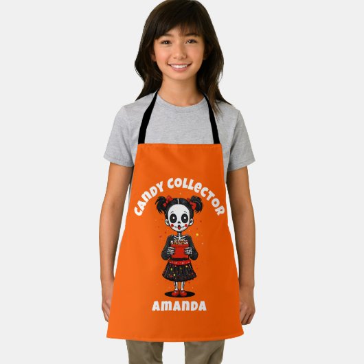 可愛いキャンディコレクタースケルトンキッズハロウィーン エプロン (インサイチュ)