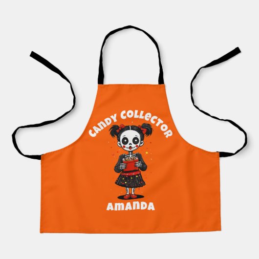 可愛いキャンディコレクタースケルトンキッズハロウィーン エプロン (正面)