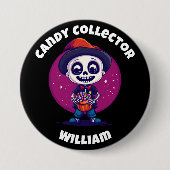 可愛いキャンディコレクタースケルトン少年ハロウィーン 缶バッジ (正面)