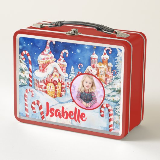 可愛いキャンディーケーンキッズ写真メタルランチボックス メタルランチボックス (正面)