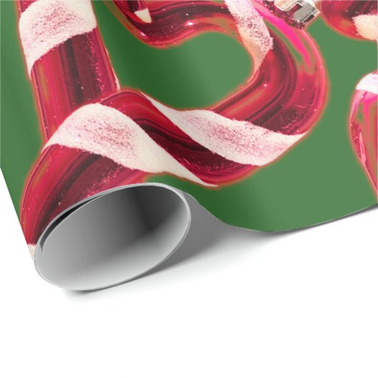 可愛いキャンディーケーンデコレーションクリスマス ラッピングペーパー (ロールコーナー)