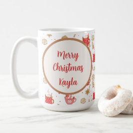 可愛いキャンディーケーンホットココアパターンメリークリスマス コーヒーマグカップ