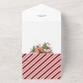 可愛いキャンディーケーンメリークリスマスフローラ写真 オールインワン招待状 (外側)