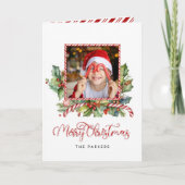 可愛いキャンディーケーンメリークリスマスフローラ写真 シーズンカード (正面)