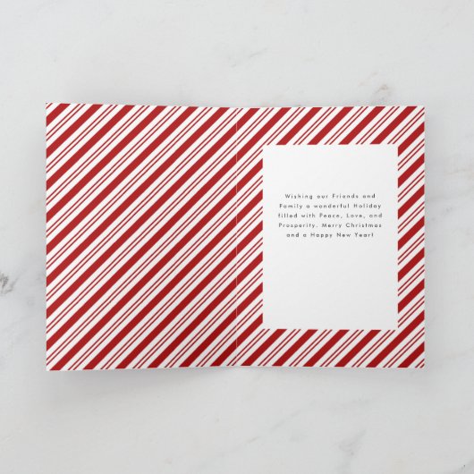 可愛いキャンディーケーンメリークリスマスフローラ写真 シーズンカード (内部)