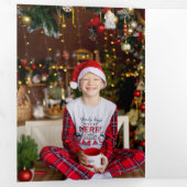 可愛いキャンディーケーンメリークリスマスフローラ写真 三つ折りカード (内部最初)