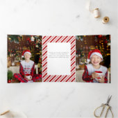 可愛いキャンディーケーンメリークリスマスフローラ写真 三つ折りカード (内部)