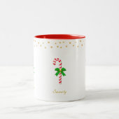 可愛いキャンディーケーン、ゴールデンスター&編集可能文字 ツートーンマグカップ (中央)