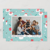 可愛いキャンディ缶と雪だるま写真 シーズンカード (正面/裏面)