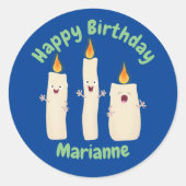 可愛いキャンドルトリオ漫画クラシックラウンドスティ ラウンドシール (正面)