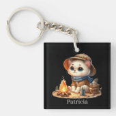 可愛いキャンプに名前kitten キーホルダー (正面)