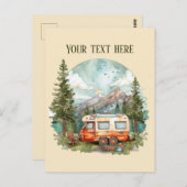 可愛いキャンプ好きの人がメッセージを追加 ポストカード (正面/裏面)