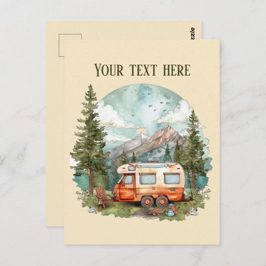 可愛いキャンプ好きの人がメッセージを追加 ポストカード (正面/裏面)