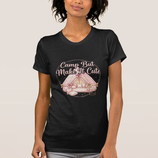 可愛いキャンプ ピンクグランピングテント Tシャツ (正面)