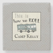 可愛いキャンプRV「これが私たち転がの道だパーソナライズされた」 ストーンコースター (正面)