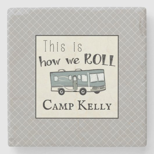可愛いキャンプRV「これが私たち転がの道だパーソナライズされた」 ストーンコースター (正面)