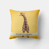 可愛いキリンのサファリ動物のジャングル名イエローキッズ クッション (裏面)