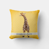 可愛いキリンのサファリ動物のジャングル名イエローキッズ クッション (正面)